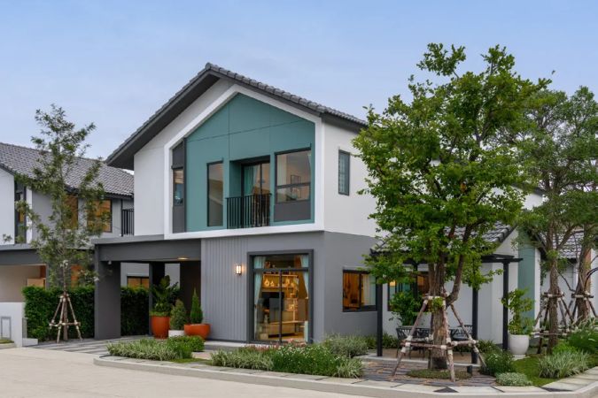 Another house type with a turquoise gable