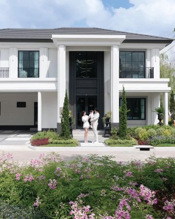 A house with a classical entrance portal