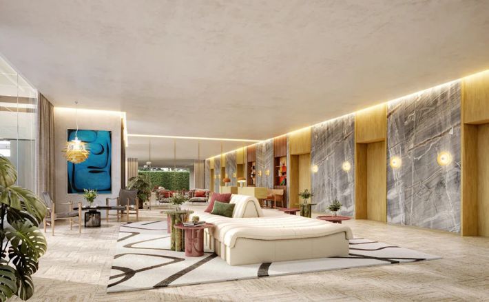 A shared living space with soft furnishings