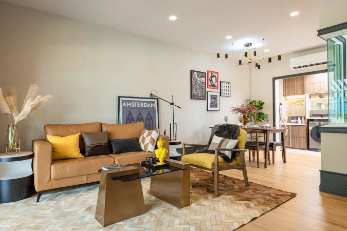 The living room of the show house