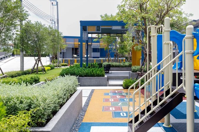 The playground with its slide