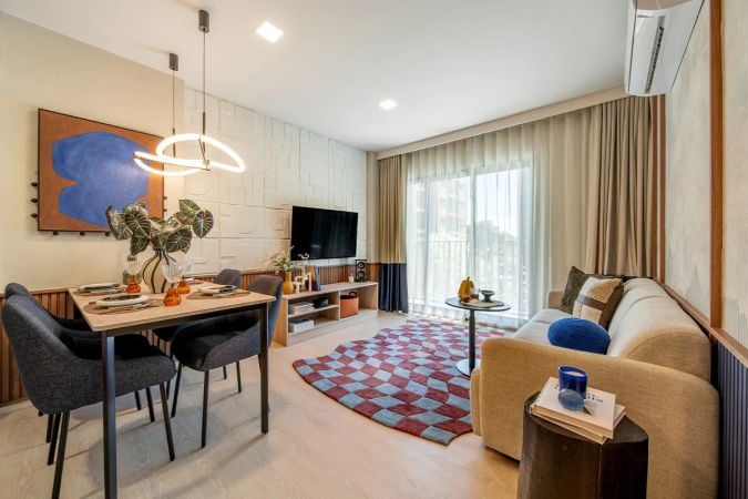 The living area of the show apartment