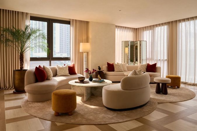 The living room of the show apartment