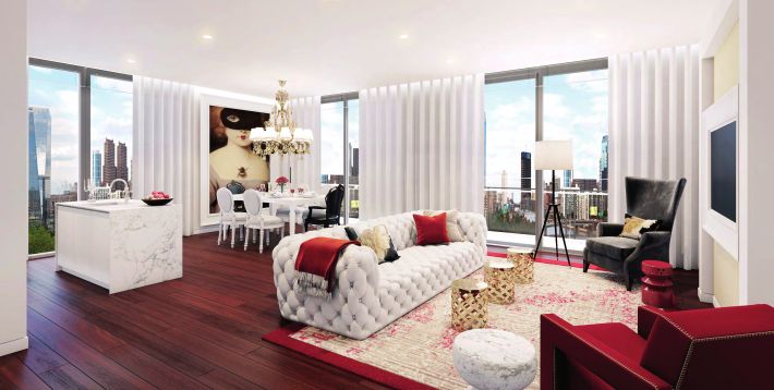 The living room of the show apartment