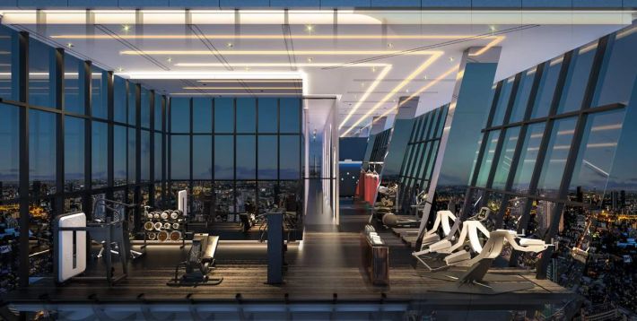 The gym with a city view