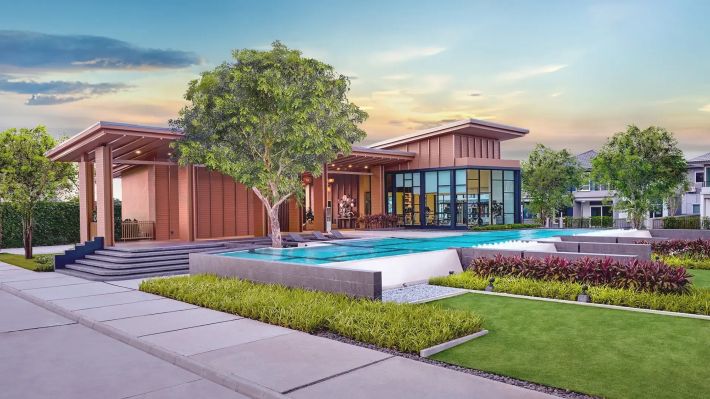 The clubhouse and the pool